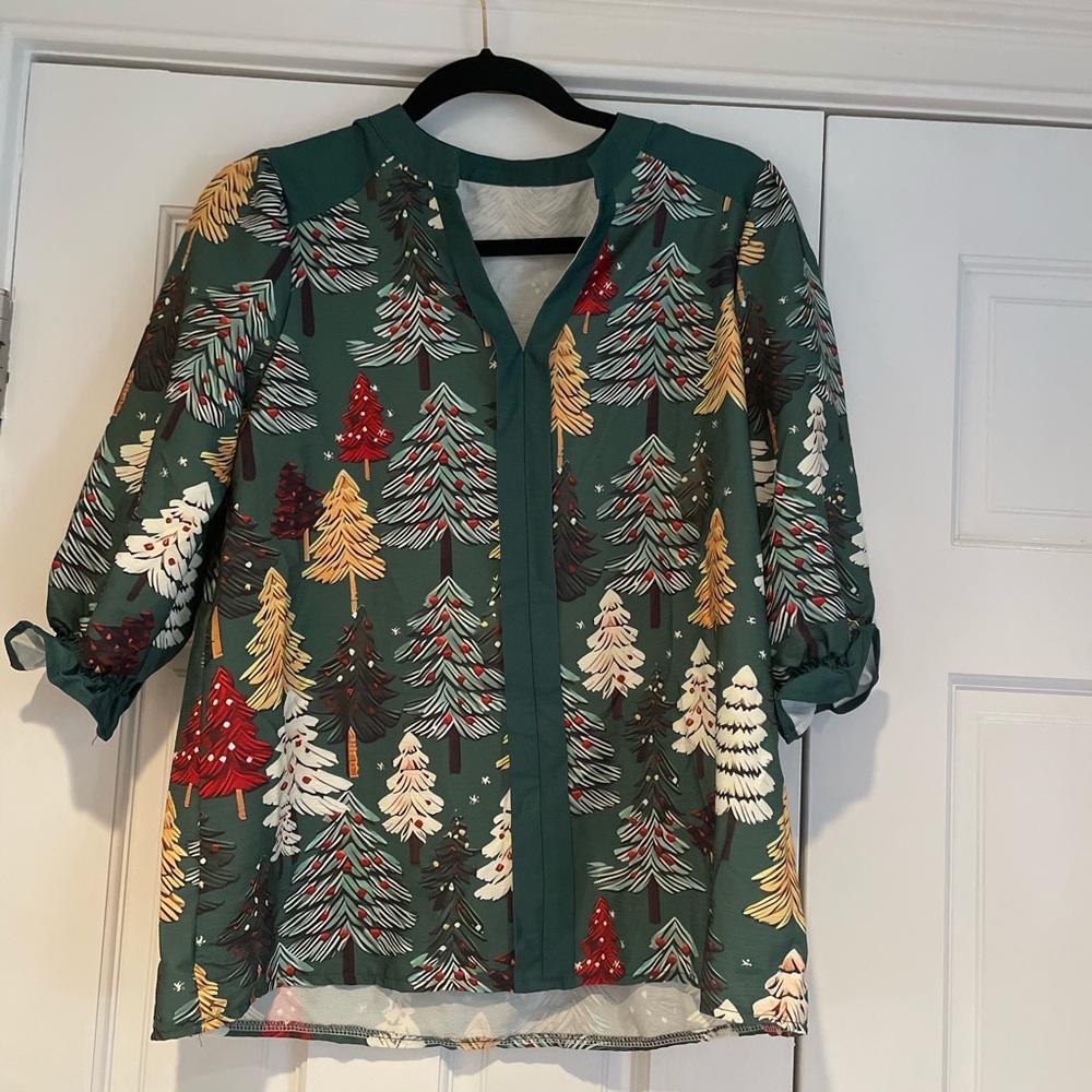 Green Christmas Tree Blouse